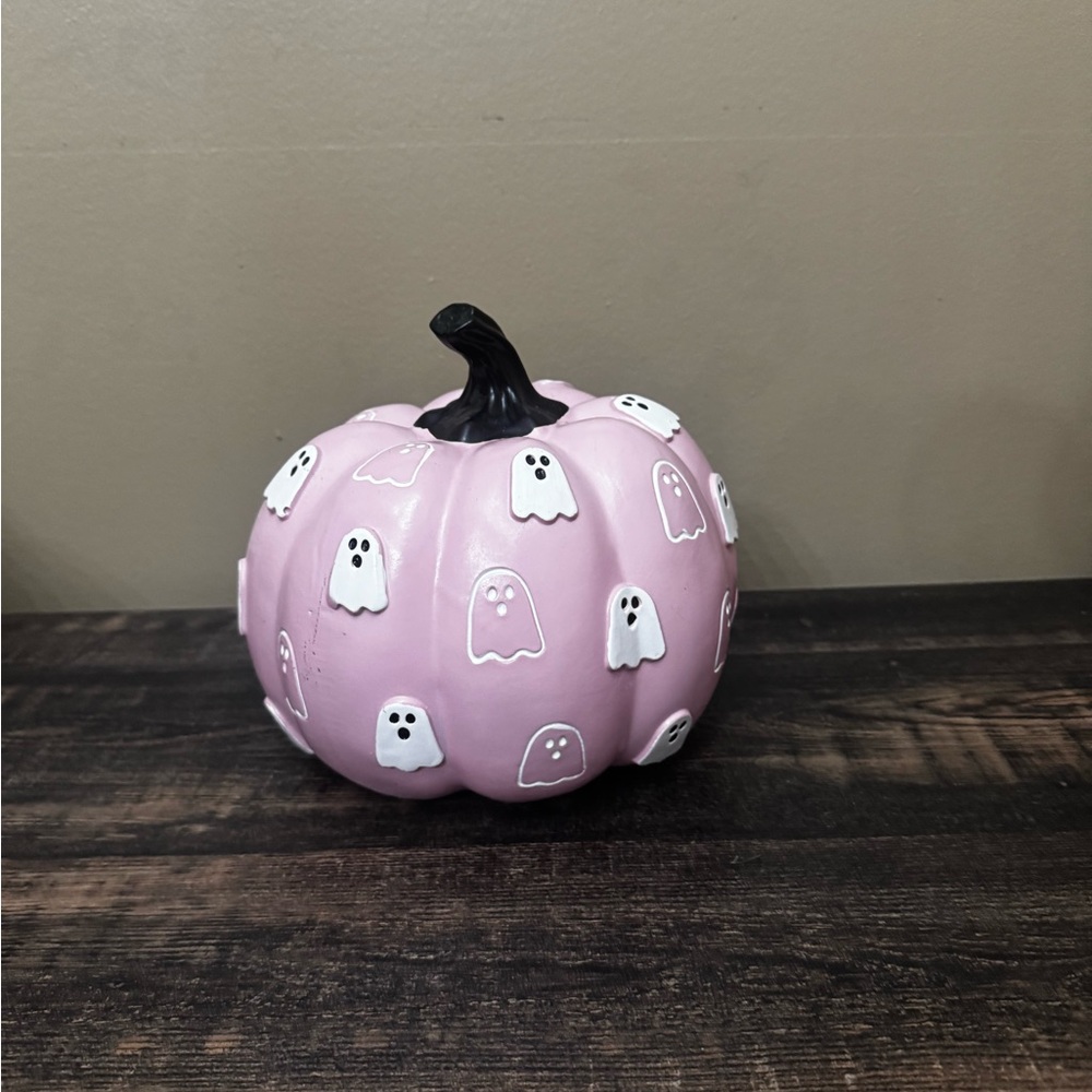 Pink Pumpkin with Ghost Design